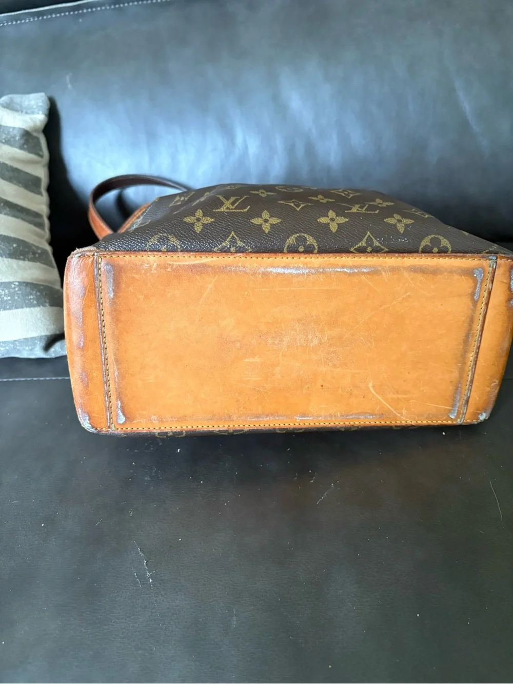 Vintage Authentic LOUIS VUITTON Cabas Piano Tote Hand Bag Monogram Canvas